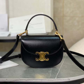 셀린* 미니 베사체 트리오페 샤이니 카프스킨 탑핸들 10L063