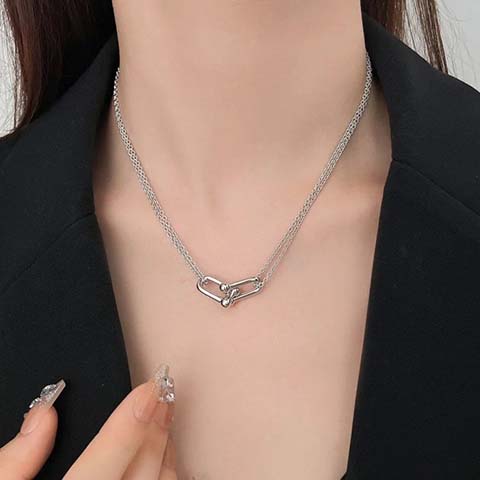 티파* 하드웨어 더블 링크 목걸이 펜던트