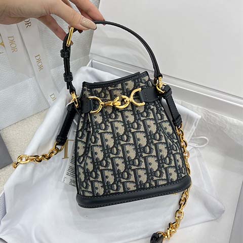 디올 오블리크 자카드 버킷 백 스몰