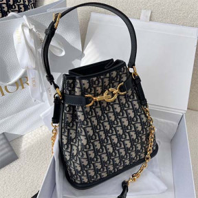 디올 오블리크 자카드 버킷 백 미듐