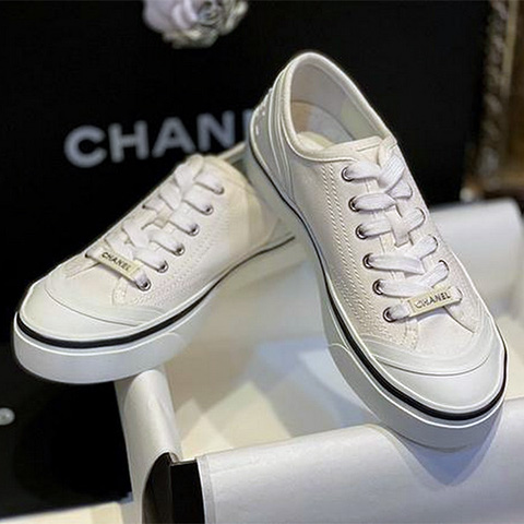 백로고 캔버스 화이트 스니커즈