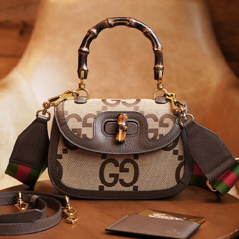 구찌 캔버스 뱀부 1947 스몰 탑 핸들백 675797