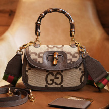 구찌 캔버스 뱀부 1947 스몰 탑 핸들백 675797