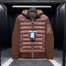 프라다 삼각로고 니트 후드 다운 패딩 자켓