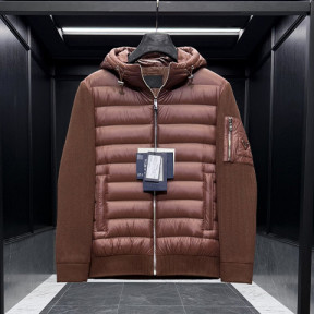 프라다 삼각로고 니트 후드 다운 패딩 자켓