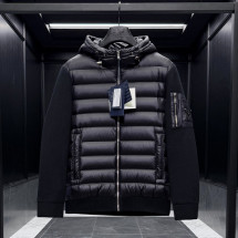 프라다 삼각로고 니트 후드 다운 패딩 자켓