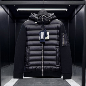 프라다 삼각로고 니트 후드 다운 패딩 자켓