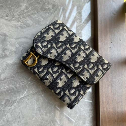 디올 오블리크 새들 로터스 반지갑