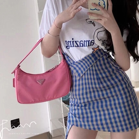 프라다 리에디션 나일론 호보백 숄더백 바비핑크