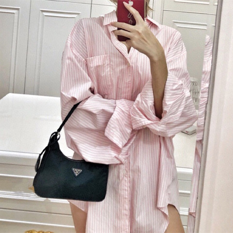 프라다 리에디션 나일론 체인 사피아노 숄더백 호보백 블랙